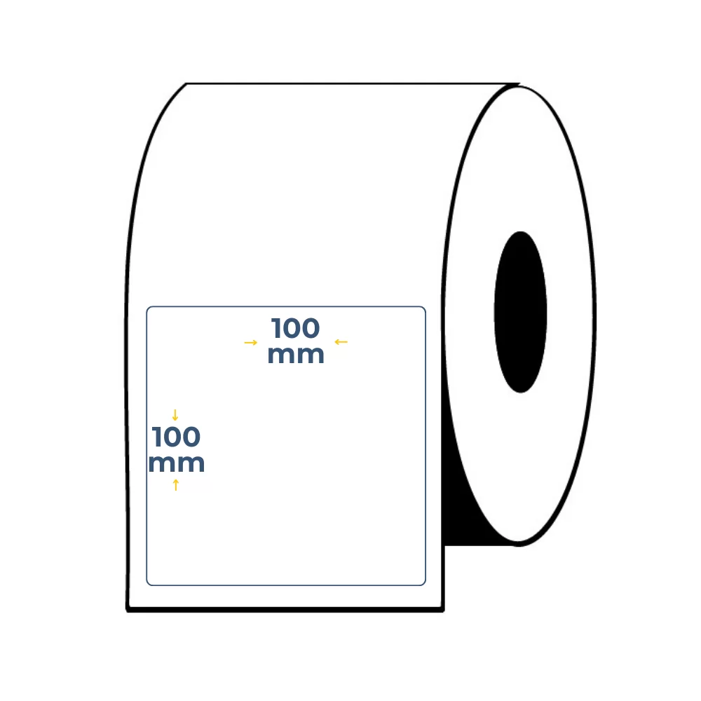 Caja de 4 Uds - Rollos de Etiquetas Adhesivas Blancas Semi Brillo 100X100 Buje 3"