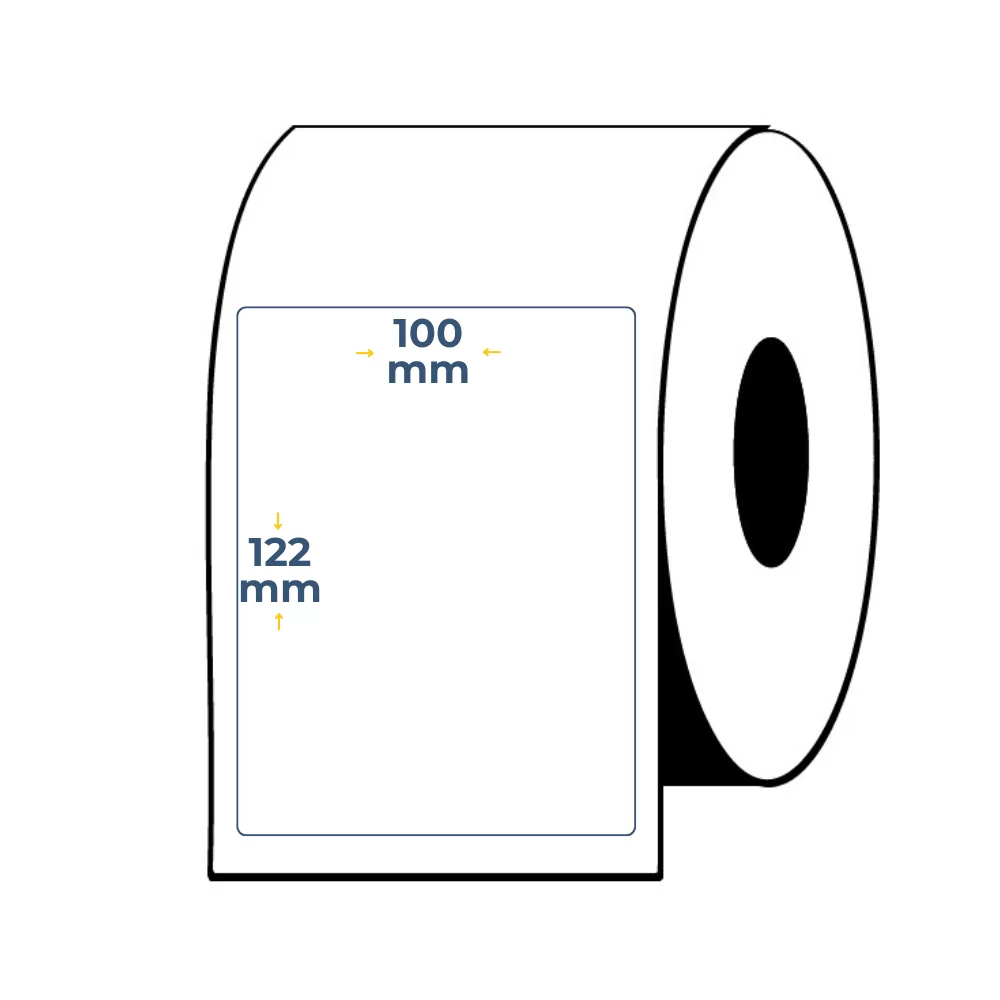 Caja de 12 Uds - Rollos de Etiquetas Adhesivas Blancas Semi Brillo 122X100 Buje 1"