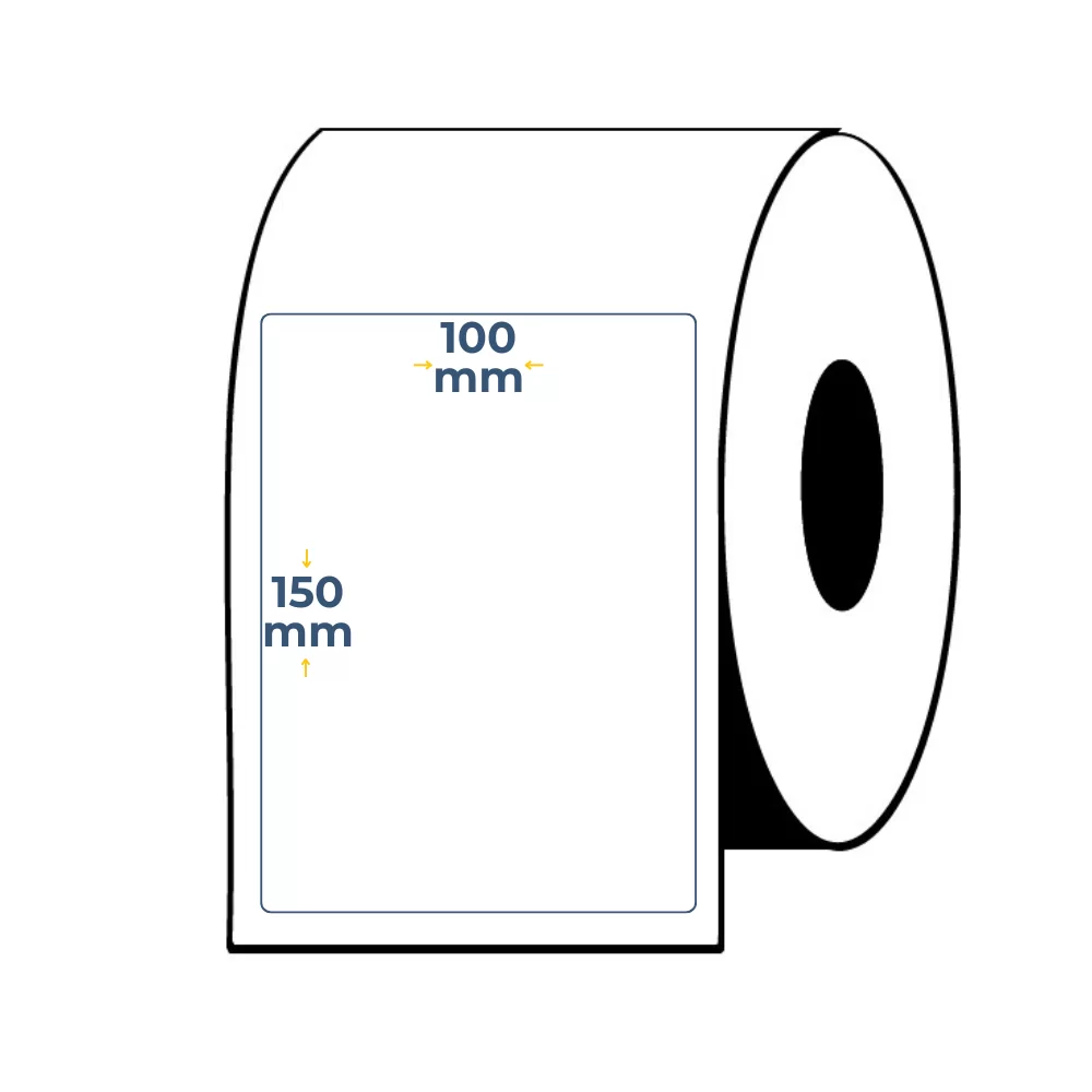 Caja de 12 Uds - Rollos de Etiquetas Adhesivas Blancas Semi Brillo 150X100 Buje 1"