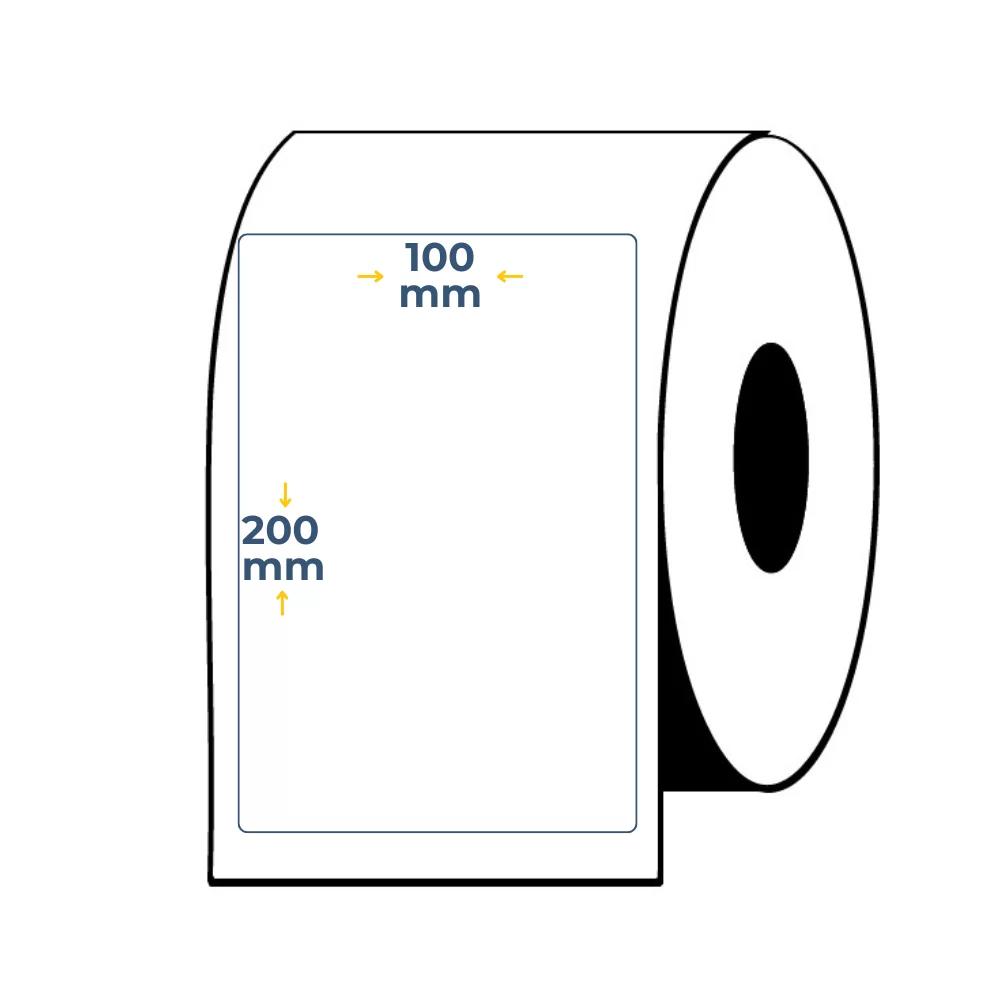 Caja de 4 Uds - Rollos de Etiquetas Adhesivas Blancas Semi Brillo 200X100 Buje 3"