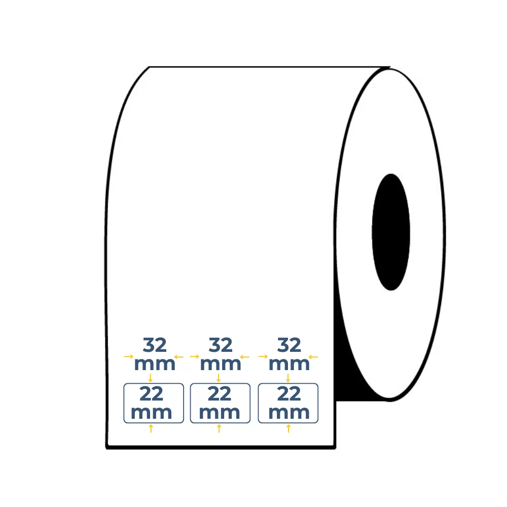Caja de 12 Uds - Rollos de Etiquetas Adhesivas Blancas Semi Brillo 22X32 Buje 1"