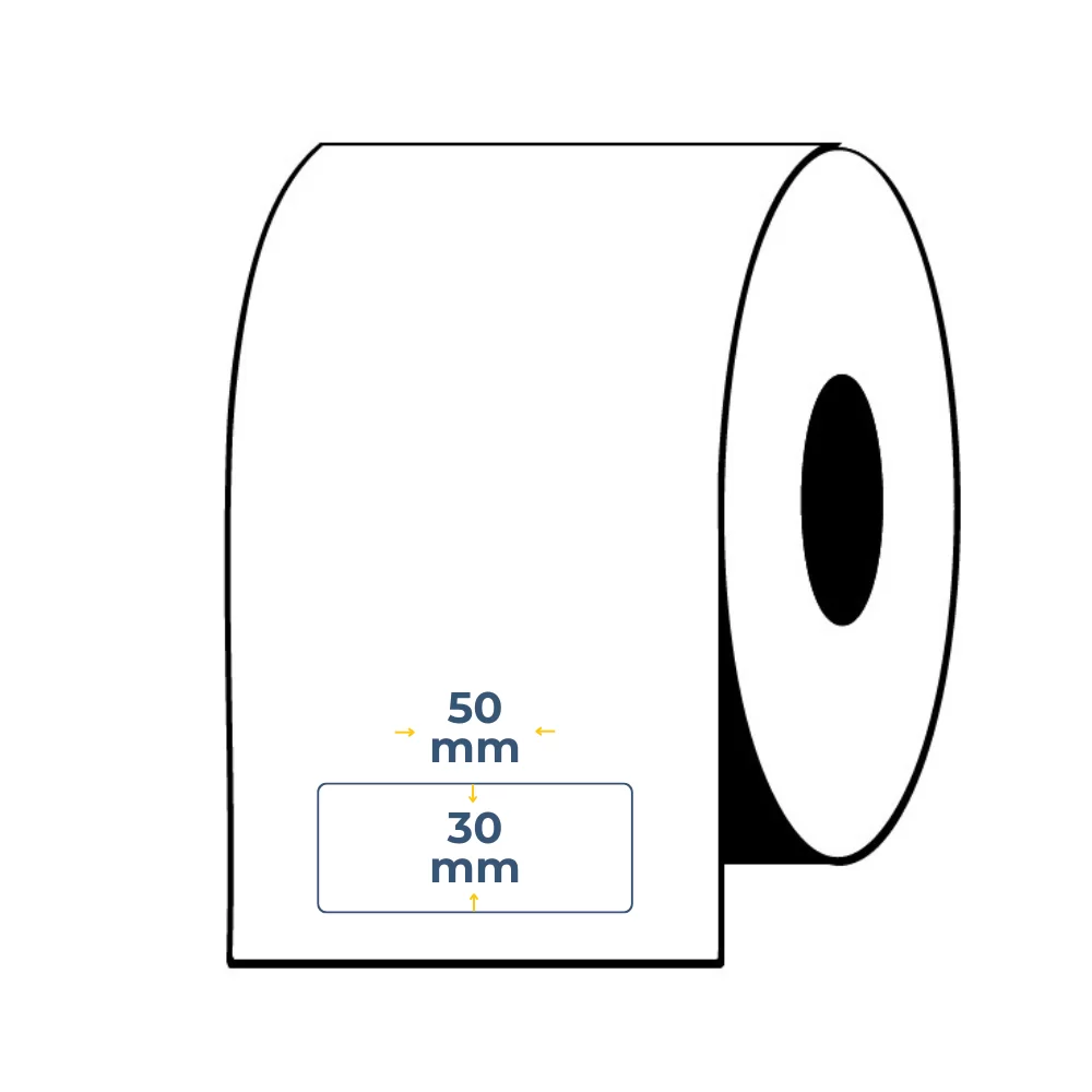 Caja de 24 Uds – Rollos de Etiquetas Adhesivas Blancas para Balanza 30X50 B40
