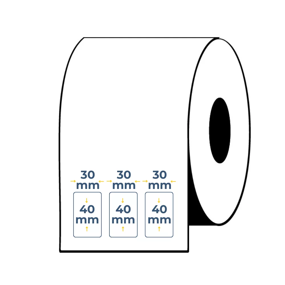 Rollos de Etiquetas Adhesivas Blancas Semi Brillo 40X30 Buje 3"