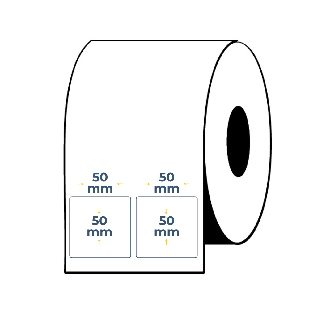 Rollos de Etiquetas Adhesivas Blancas Térmicas 50X50 Buje 3"