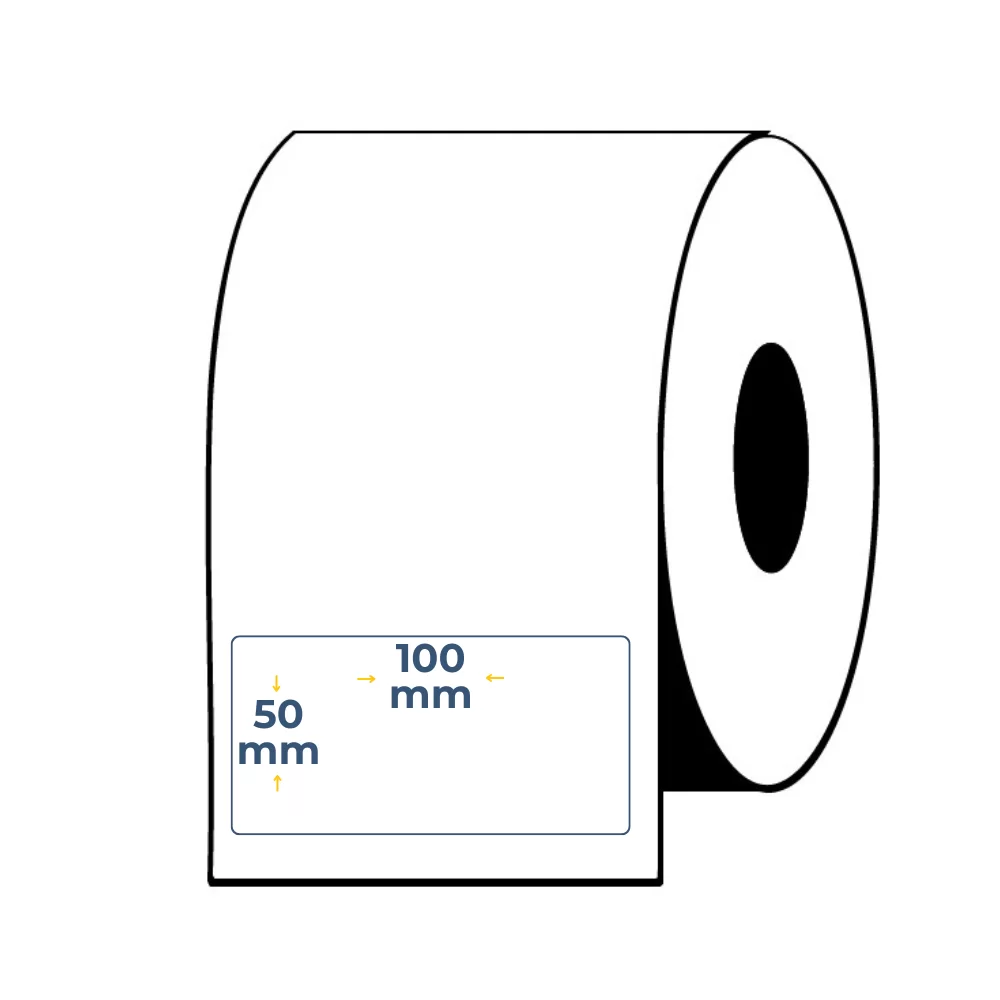Caja de 4 Uds - Rollos de Etiquetas Adhesivas Blancas Semi Brillo 50X100 Buje 3"