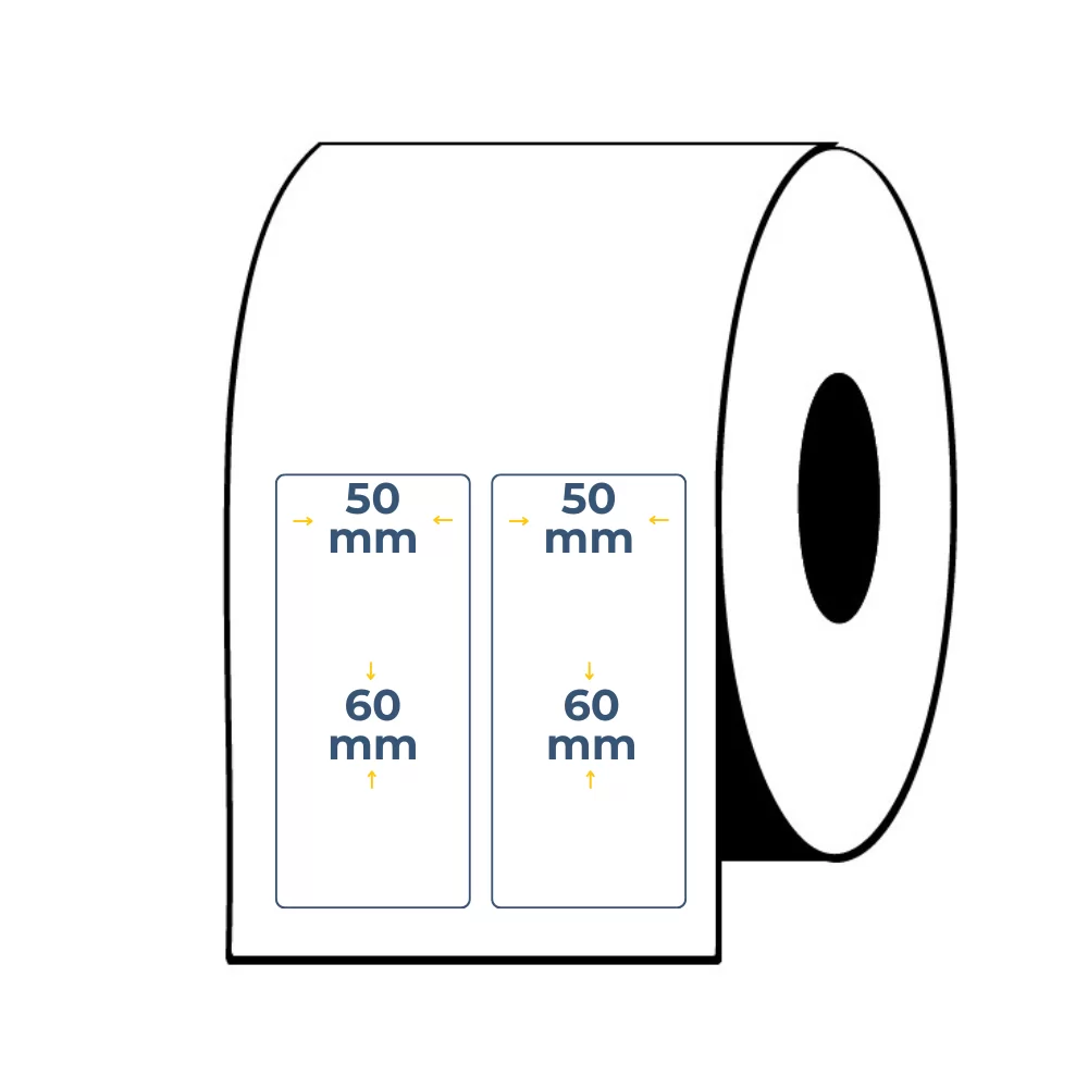 Caja de 12 Uds - Rollos de Etiquetas Adhesivas Blancas Semi Brillo 60X50 Buje 1"