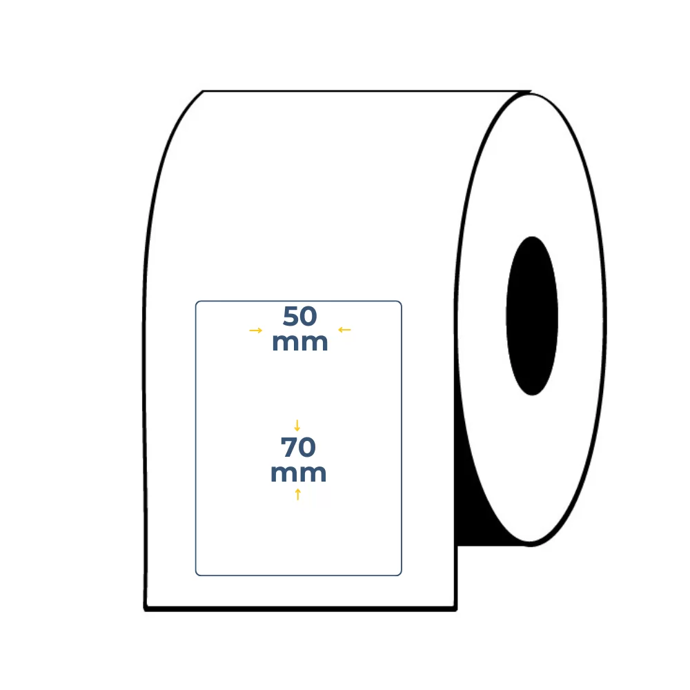Caja de 24 Uds – Rollos de Etiquetas Adhesivas Blancas para Balanza 70X50 B40