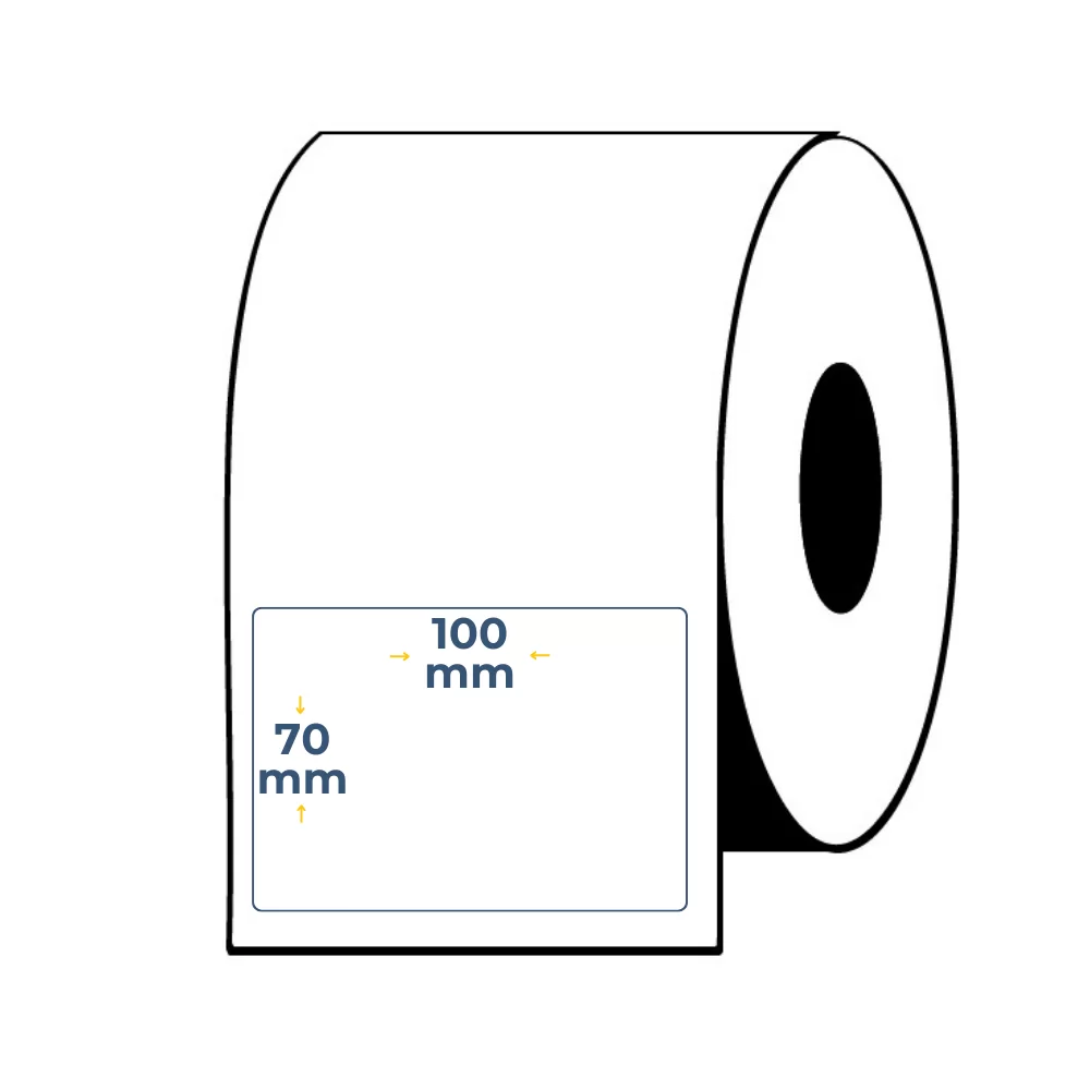 Caja de 12 Uds - Rollos de Etiquetas Adhesivas Blancas Semi Brillo 70X100 Buje 1"