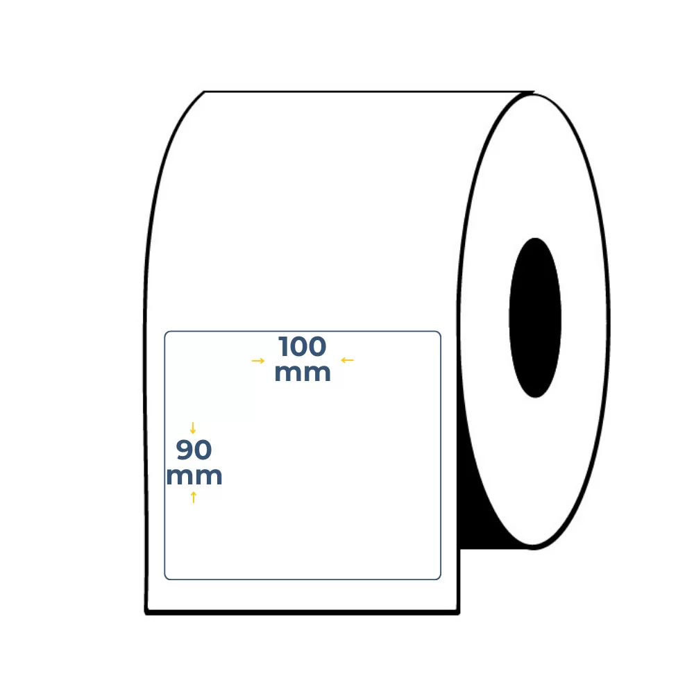 Caja de 12 Uds - Rollos de Etiquetas Adhesivas Blancas Semi Brillo 90X100 Buje 1"