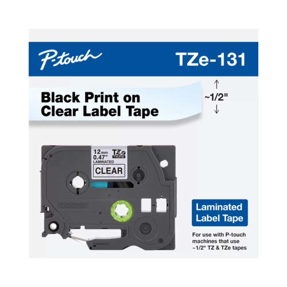 Pack de 4 Cintas Brother TZe-131 Negro Sobre Transp. 12MM X 8MTS